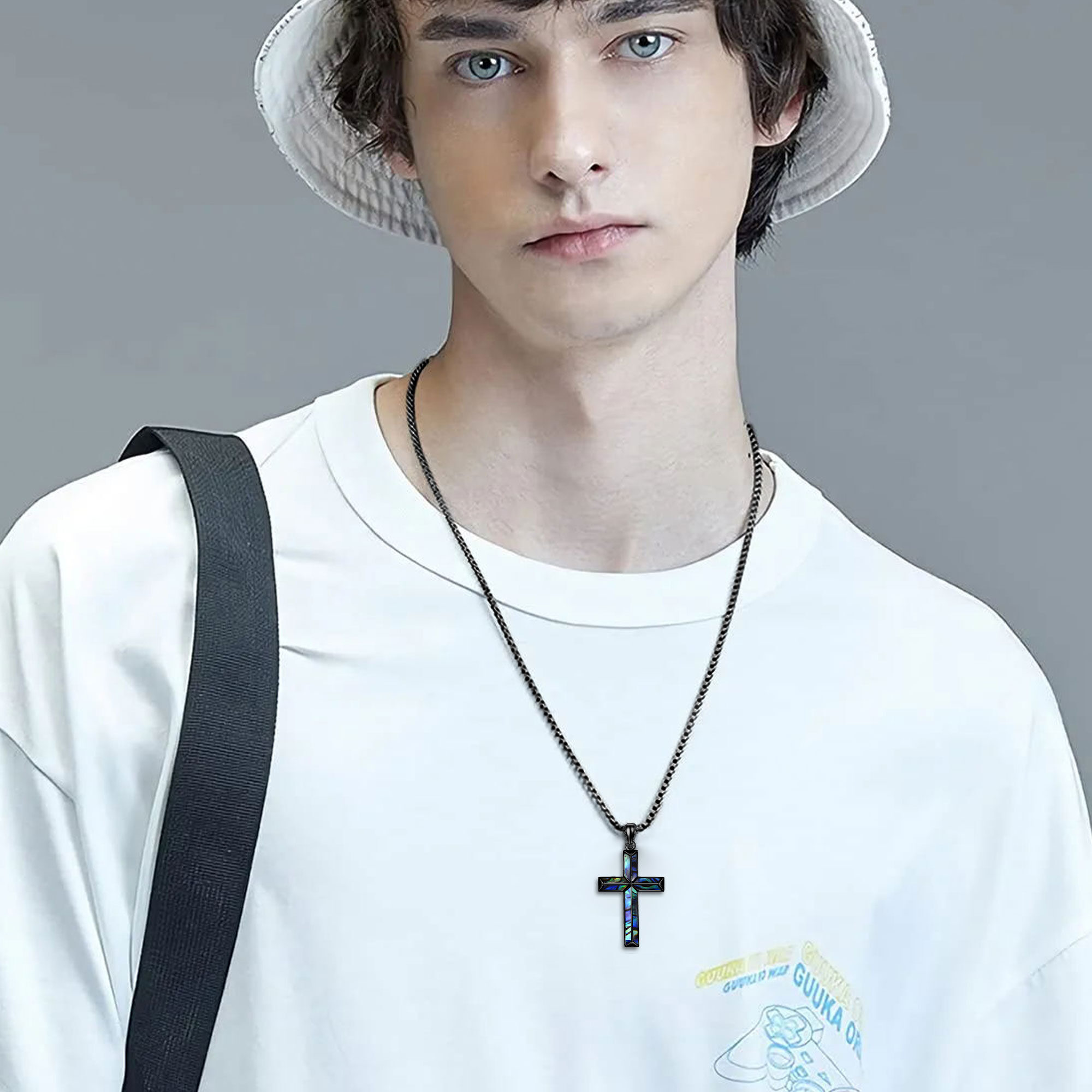 925 Sterling Silver Abalone Shell Cross Necklace, Daily Wear